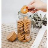 Kit Cantinho do Café - Café, Açúcar e Biscoitos | 3 potes de Vidro 810ml com Tampa Rolha + Adesivos