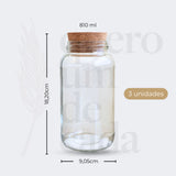 Kit Cantinho do Café - Café, Açúcar e Biscoitos | 3 potes de Vidro 810ml com Tampa Rolha + Adesivos