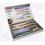 Kit 6 Peças Conjunto de Faca Churrasco Carne Legumes Descascador Tesoura Profissional