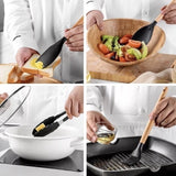 Jogo de Cozinha Kit C/12 Peças de Silicone Utensílios e Copo Suporte para Cozinha Cabo de Madeira