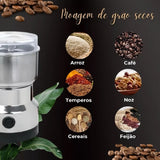 Moedor de Café e Especiarias 110V com Design em Aço Inoxidável 4 Lâminas