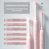 Escova Eletrica Dental 6 Modos Inteligente de Limpeza Recarregável à Prova D'água .